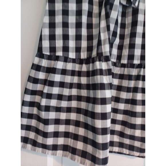 J. Crew black white cotton gingham midiskirt 2 tie waist ruffle holiday preppy - Picture 4 of 12